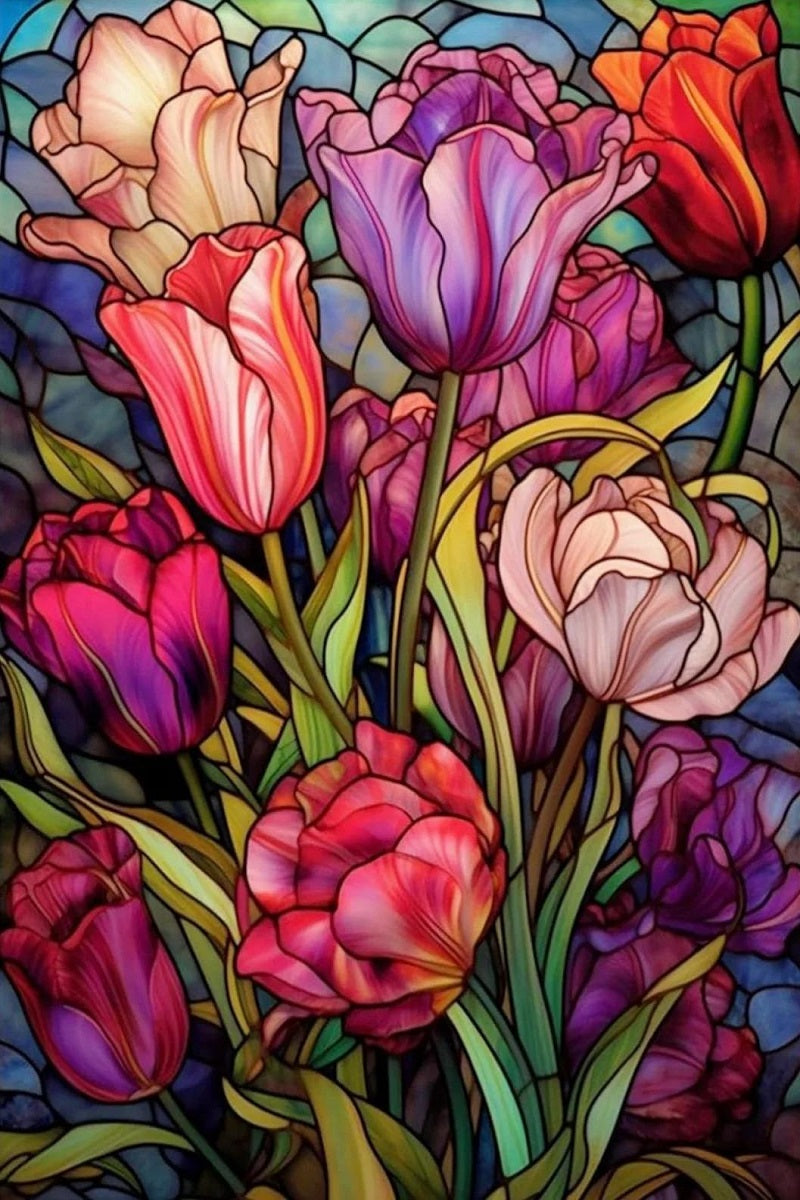 DIY Diamond Painting Kits - Stained Glass Style Flowers