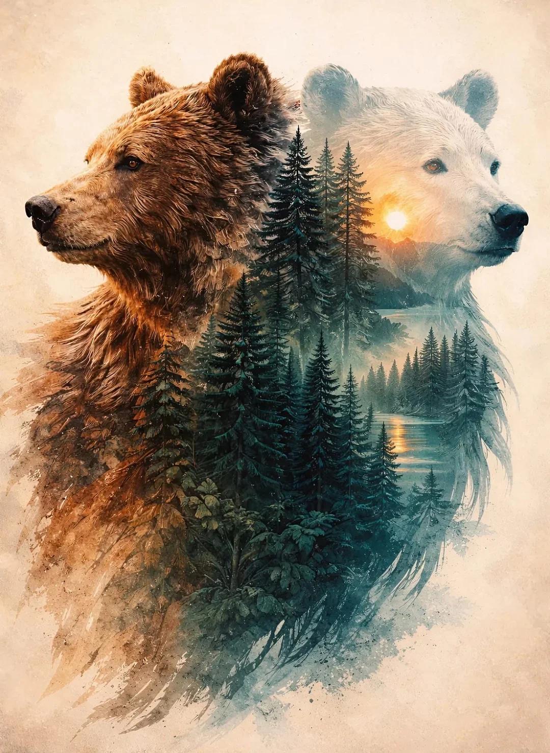 DIY Diamond Painting Kits - Abstract Bear Landscape