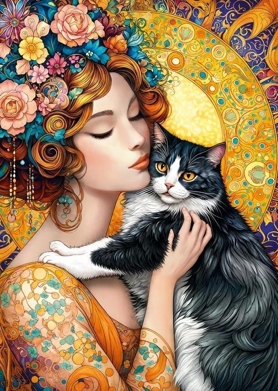 DIY Diamond Painting Kits - Woman And Cat