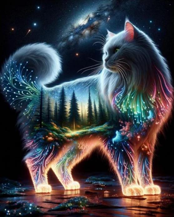 DIY Diamond Painting Kits - Abstract Cat Landscape