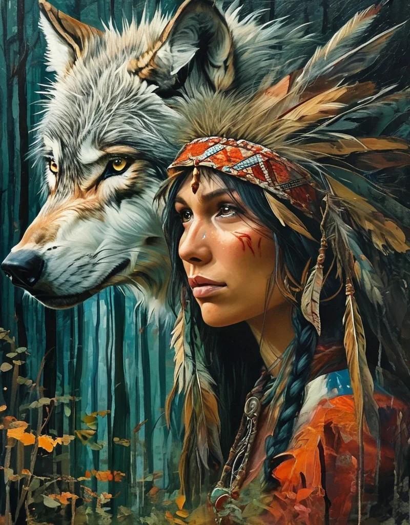 DIY Diamond Painting Kits - Woman and Wolf