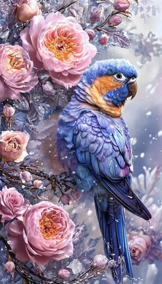 DIY Diamond Painting Kits - Flowers and Parrot
