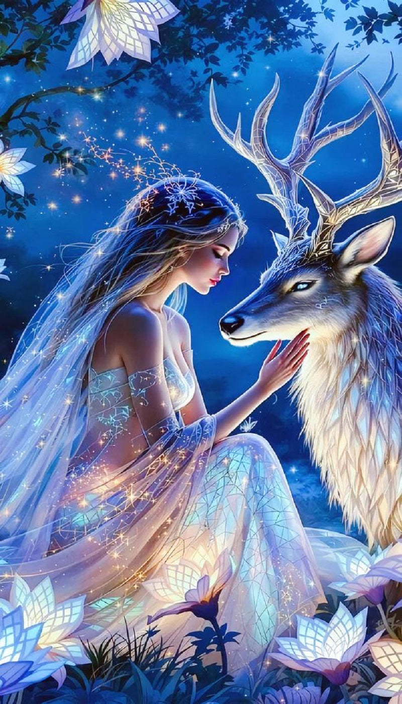 DIY Diamond Painting Kits - Woman and Deer