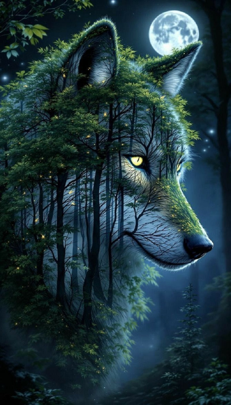 DIY Diamond Painting Kits - Abstract Wolf Landscape