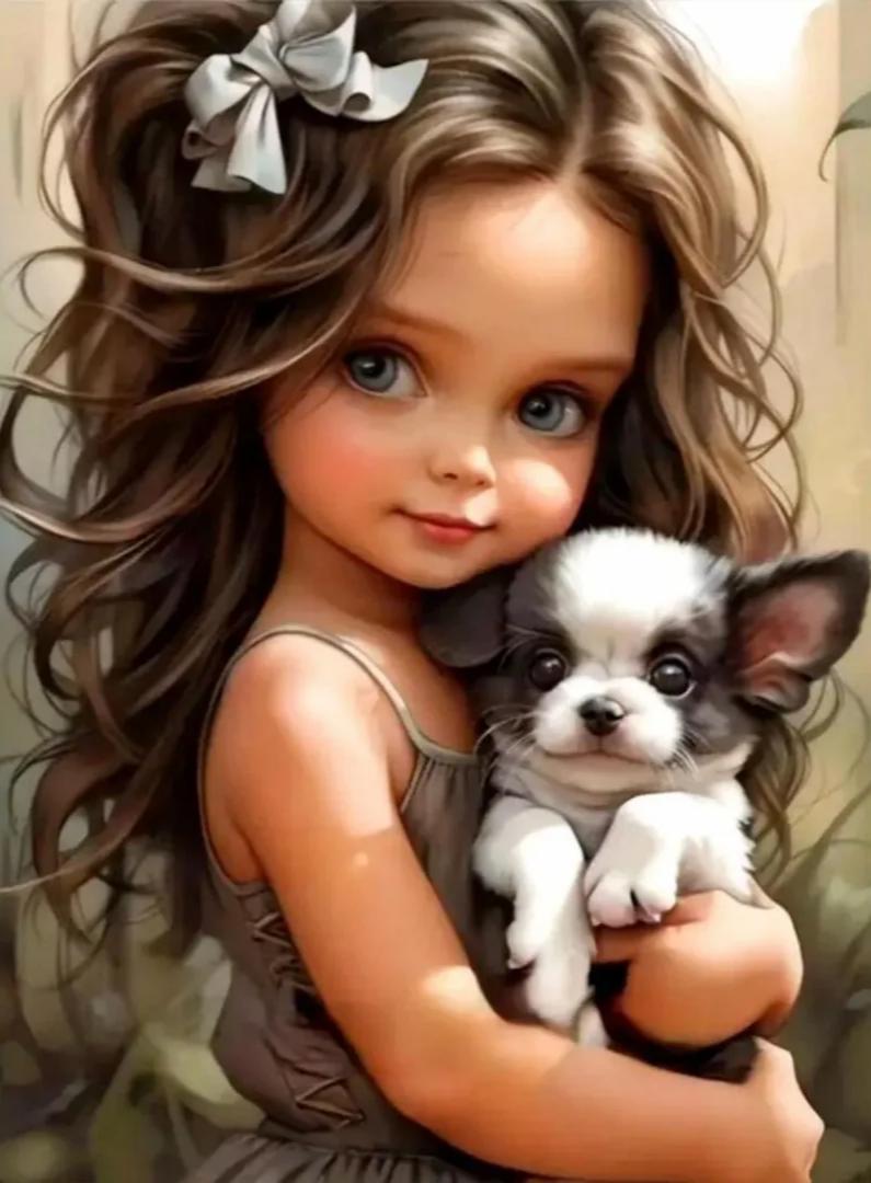 DIY Diamond Painting Kits - Girl And Puppy