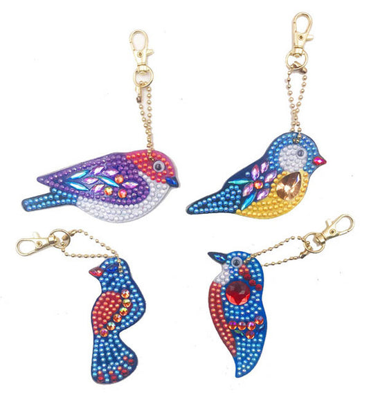 Diamond Painting Keychain Cute Bird (4pcs)