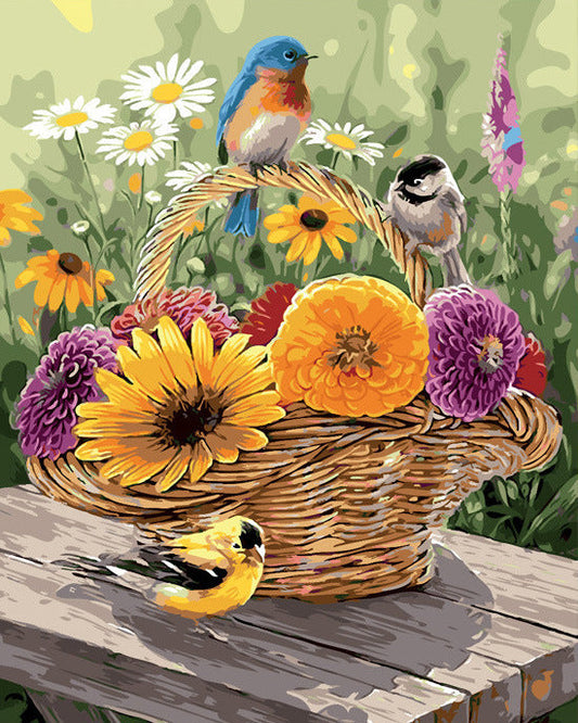 DIY Diamond Painting Kit - Flower Basket and Bird