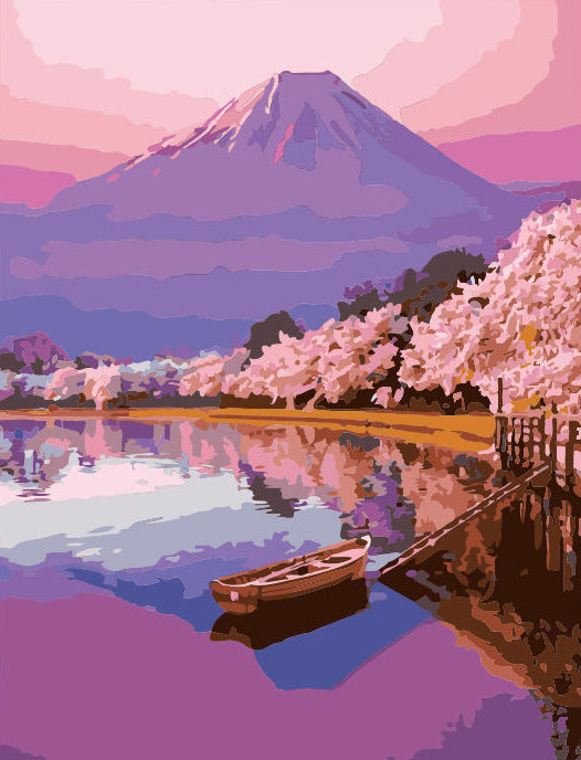 DIY Diamond Painting Kit - Mt. Fuji Cherry Blossoms Painting