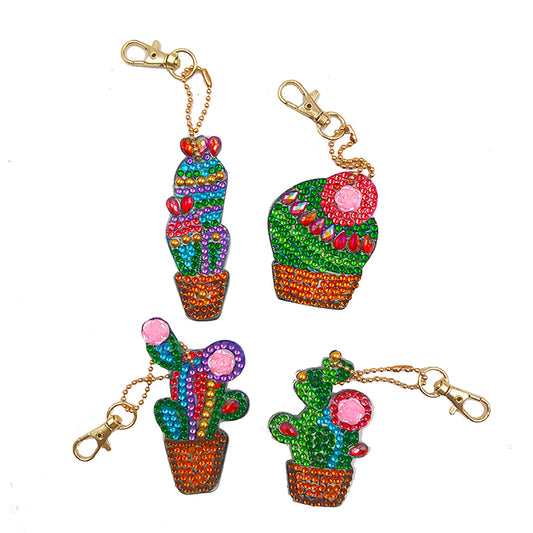 Diamond Painting Keychain Cute Plants (4pcs)