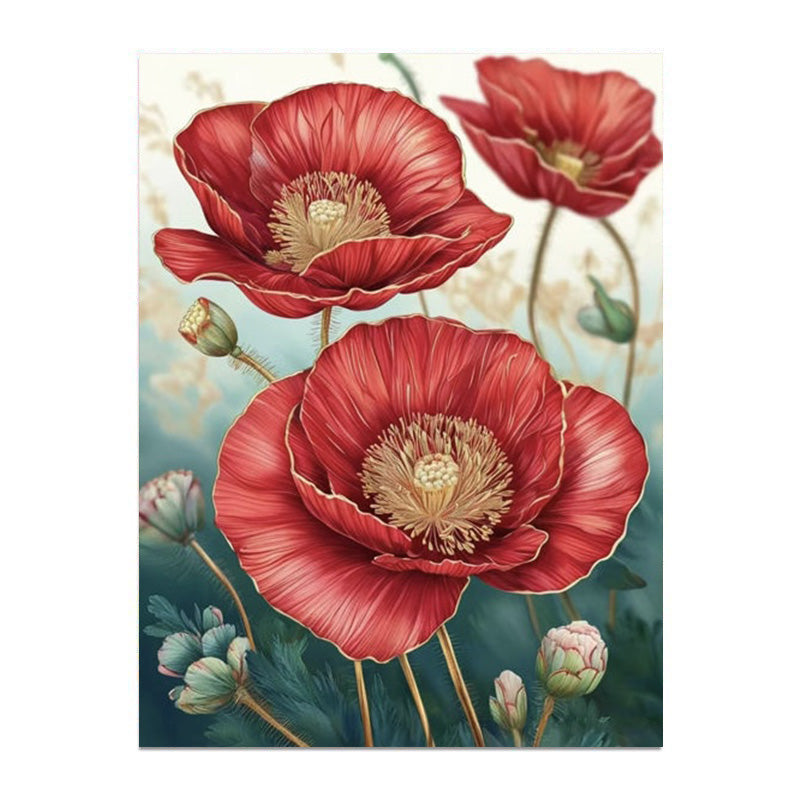 Painting By Numbers Kit Red Flowers 2