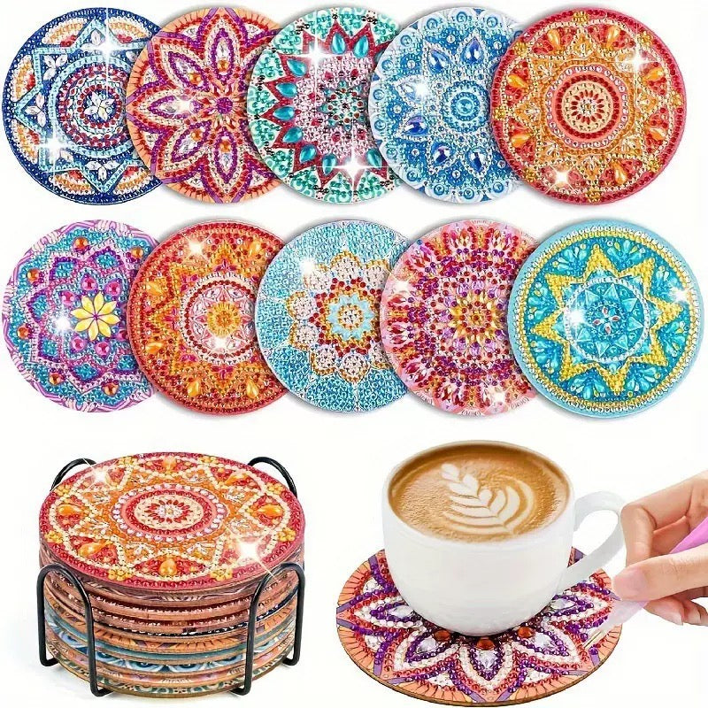 Mandala Diamond Painting Coasters 8Pcs