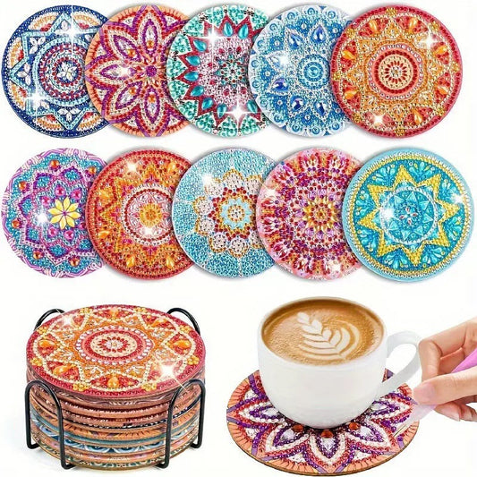 Mandala Diamond Painting Coasters 8Pcs