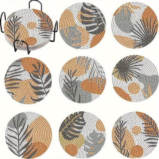 Plant Diamond Painting Coasters 8Pcs