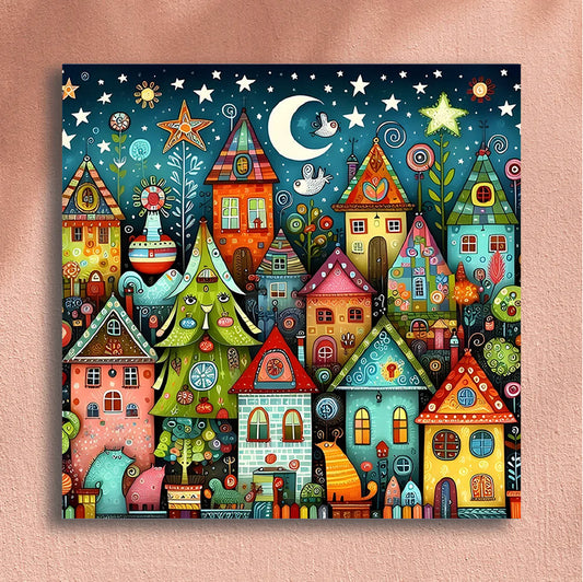 Painting By Numbers Kit - Abstract Colorful Town