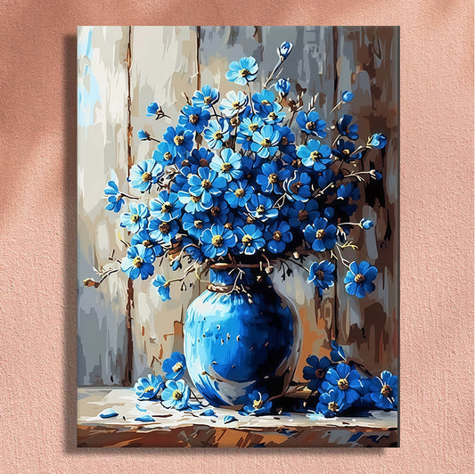 Painting By Numbers Kit - Blue Flowers