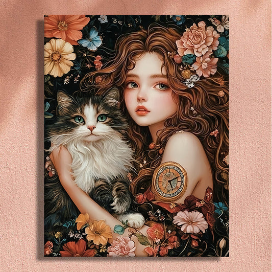 Painting By Numbers Kit - Girl And Cat