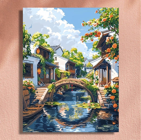 Painting By Numbers Kit - Scenery By The Bridge