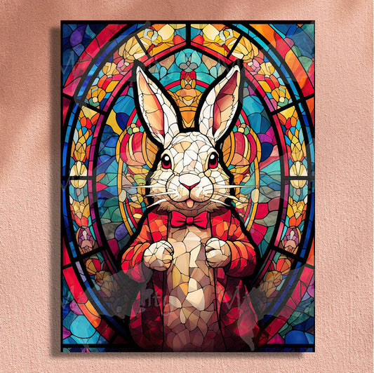 Painting By Numbers Kit - Stained Glass Style Bunny