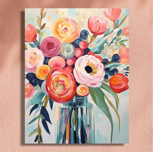 Painting By Numbers Kit - Colored Flowers