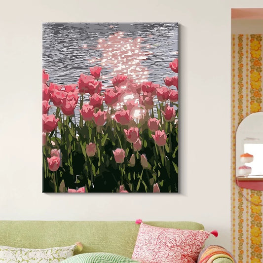 Painting By Numbers Kit - Tulips By The Sea