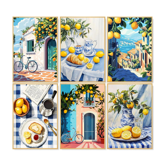 6 Mini Painting By Numbers Kits - Lemon Tree and House