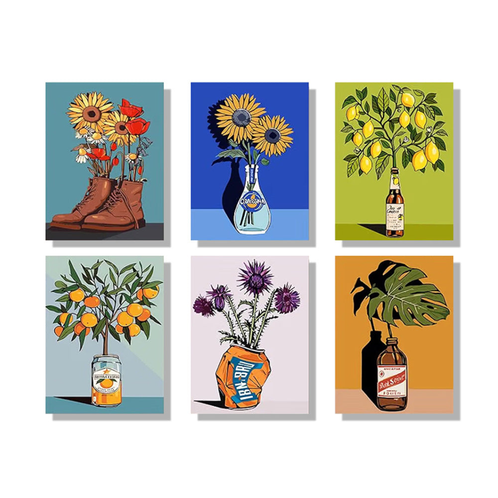 6 Mini Paint By Numbers Kits - Flowers