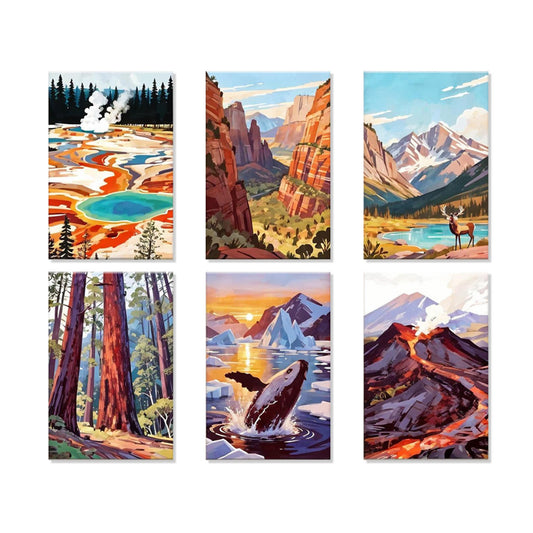6 Mini Paint By Numbers Kits - Beautiful Scenery