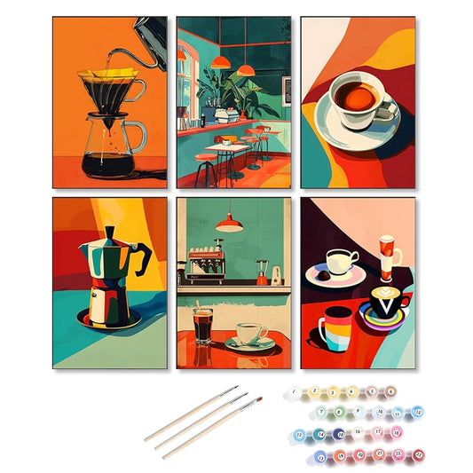 6 Mini Paint By Numbers Kits - Coffee