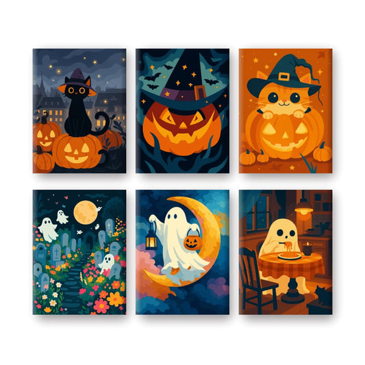 6 Mini Paint By Numbers Kits - Halloween