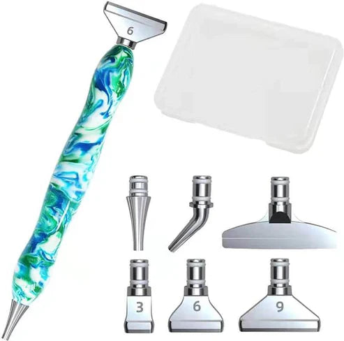 DIY Diamond Painting Point Drill Pen with 6 Metal Tips & Storage Box