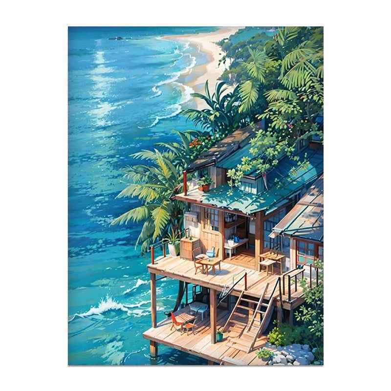 painting by numbers kit beach cabin