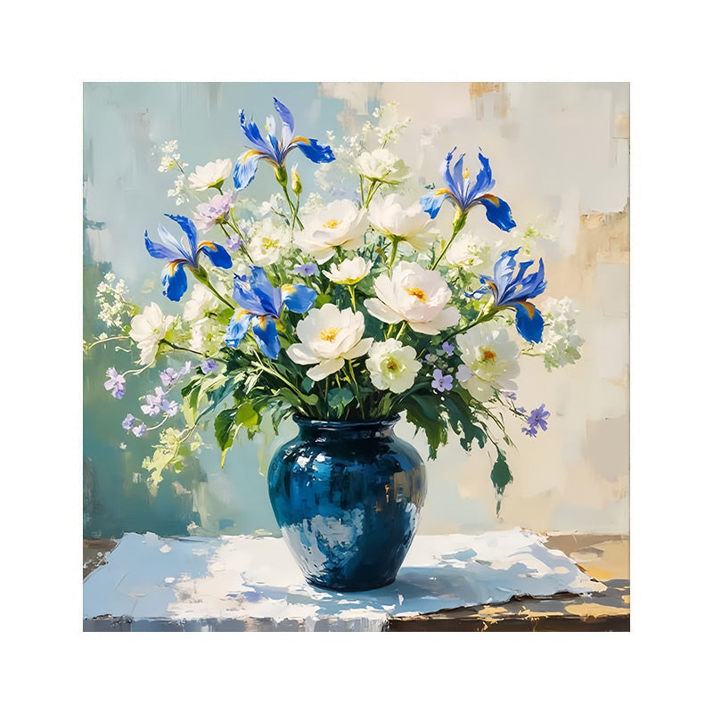 painting by numbers kit blue and white flowers