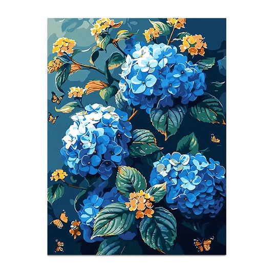 painting by numbers kit blue hydrangea
