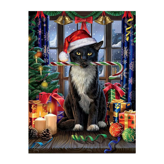 painting by numbers kit christmas cat