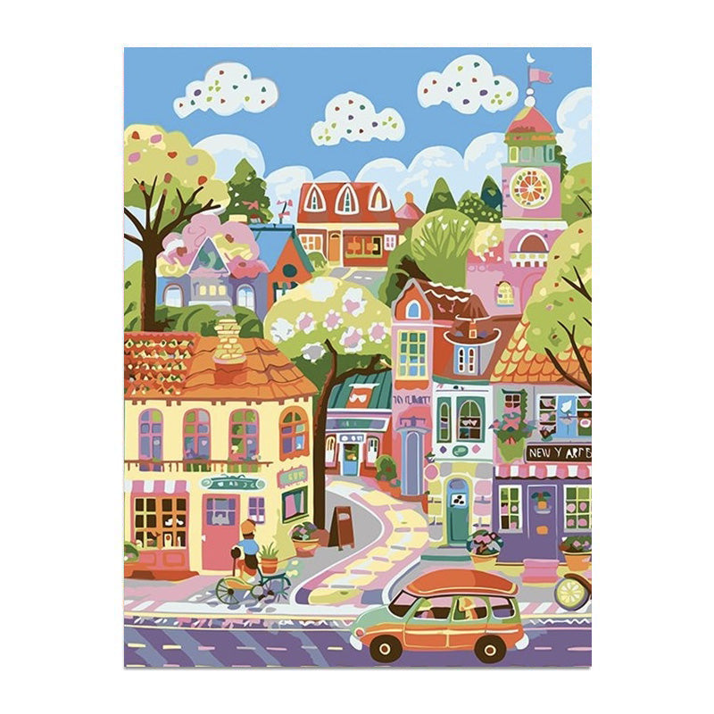 painting by numbers kit colorful street view