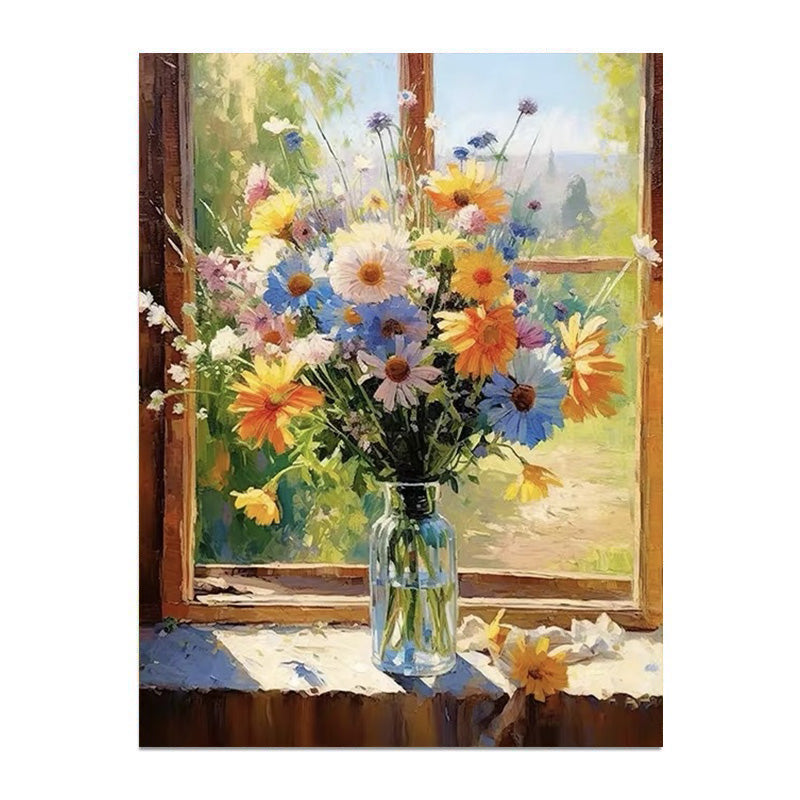 painting by numbers kit flowers by the window