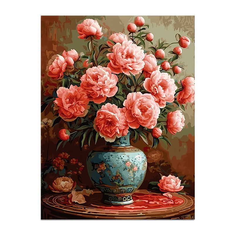 painting by numbers kit pink flowers