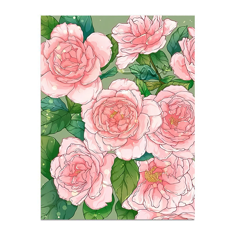 painting by numbers kit pink flowers