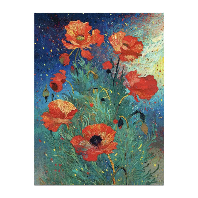 painting by numbers kit red flowers