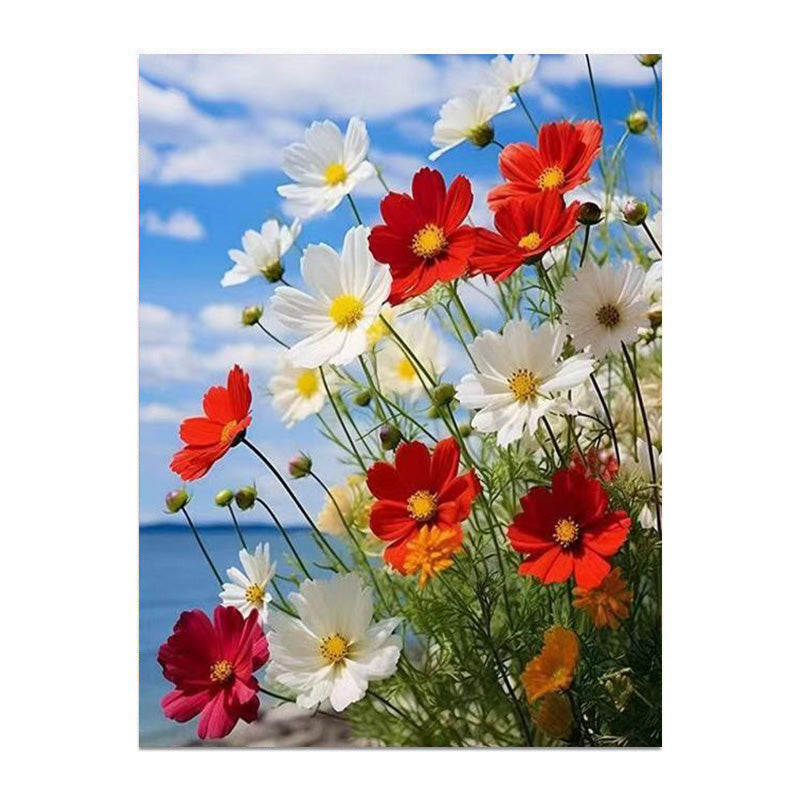 painting by numbers kit seaside flowers