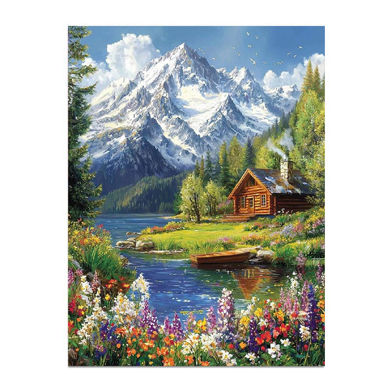 painting by numbers kit snow-capped mountain scenery