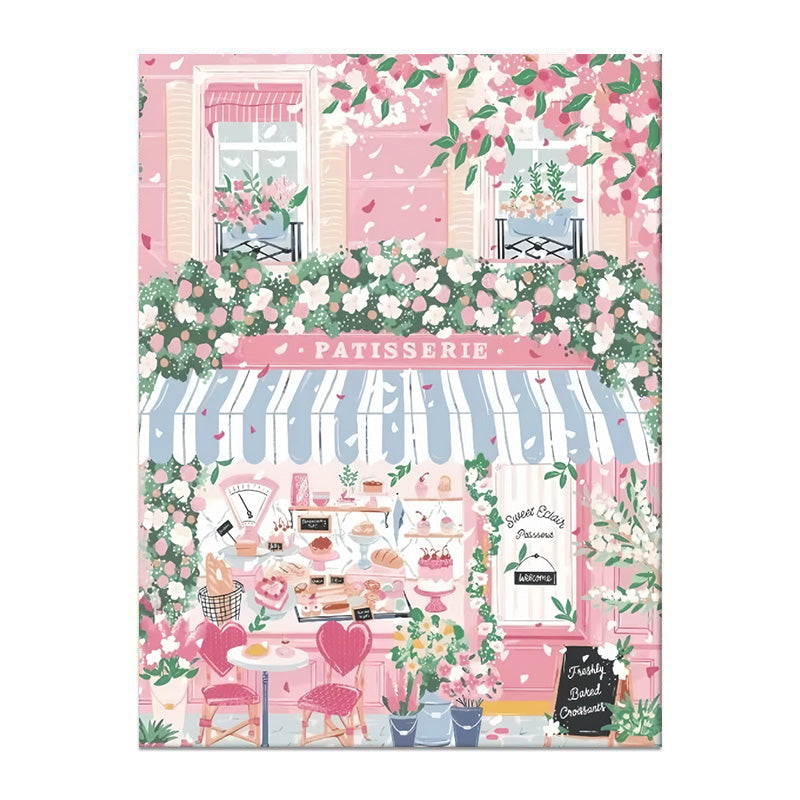 painting by numbers kit spring pink street scene