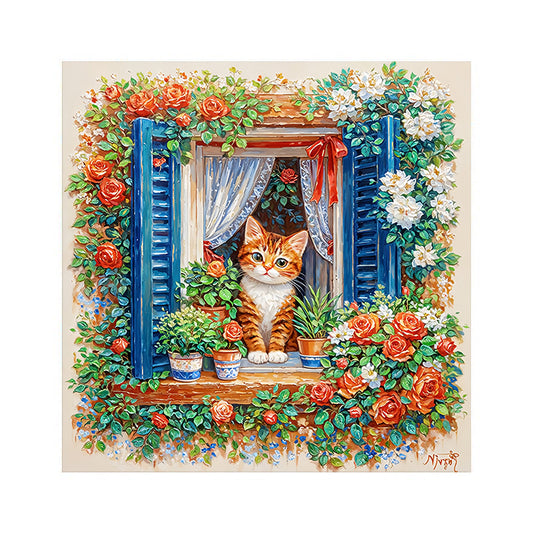painting by numbers kit the little kitten on the windowsill