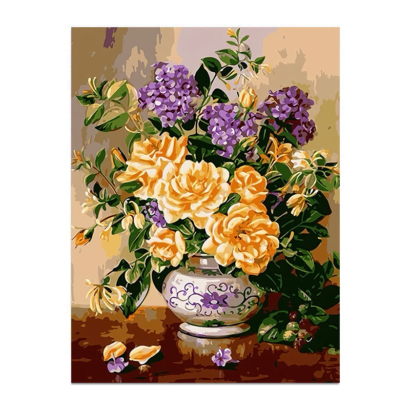 painting by numbers kit vintage floral